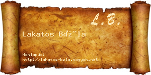 Lakatos Béla névjegykártya